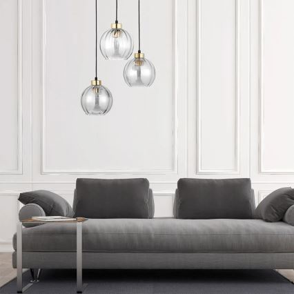 Hanglamp aan kabel DEVI 3xE27/15W/230V zwart/helder
