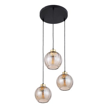 Hanglamp aan kabel DEVI 3xE27/15W/230V zwart/rookbeige