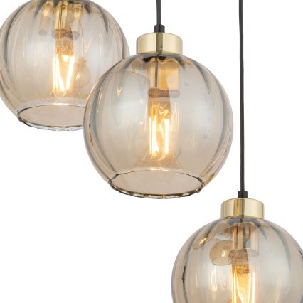 Hanglamp aan kabel DEVI 3xE27/15W/230V zwart/rookbeige