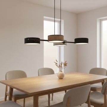 Hanglamp aan kabel DRUMZ 4xE14/10W/230V zwart/bruin/grijs