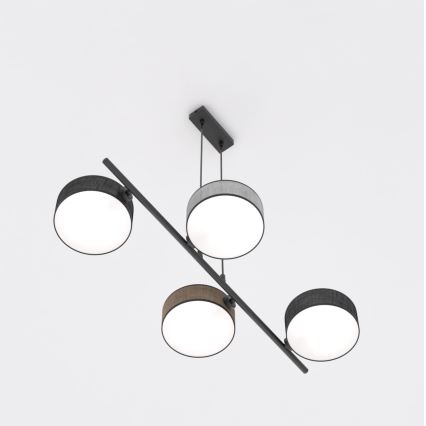 Hanglamp aan kabel DRUMZ 4xE14/10W/230V zwart/bruin/grijs