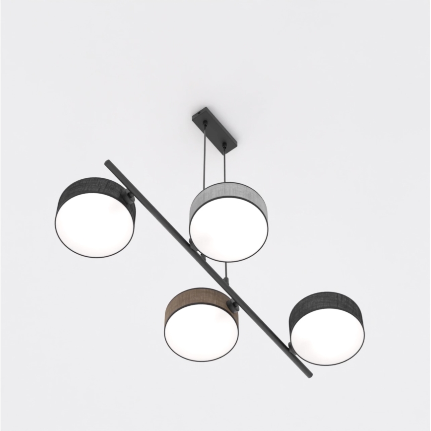 Hanglamp aan kabel DRUMZ 4xE14/10W/230V zwart/bruin/grijs