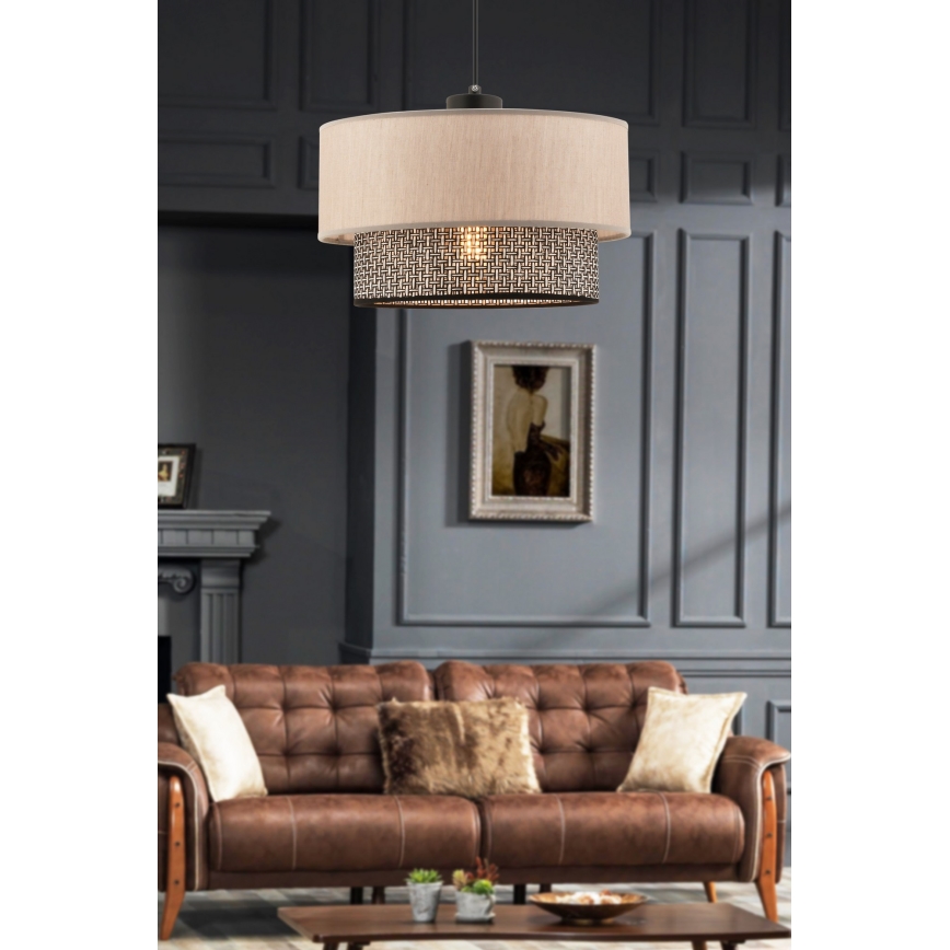 Hanglamp aan kabel ECHO 1xE27/60W/230V beige/grijs