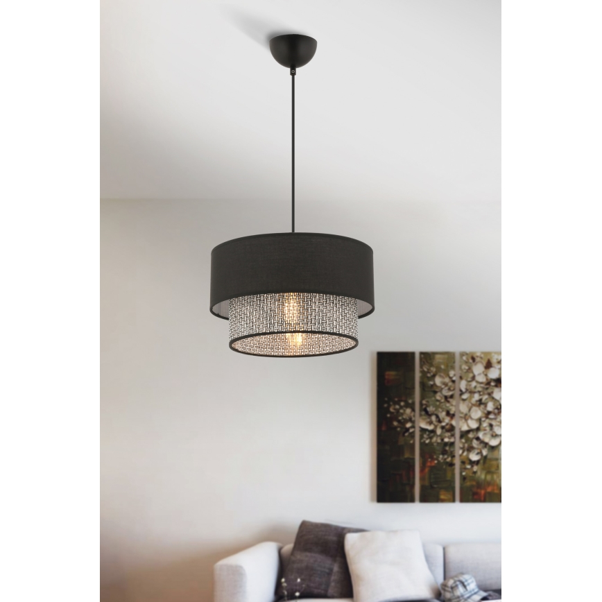 Hanglamp aan kabel ECHO 1xE27/60W/230V zwart/grijs
