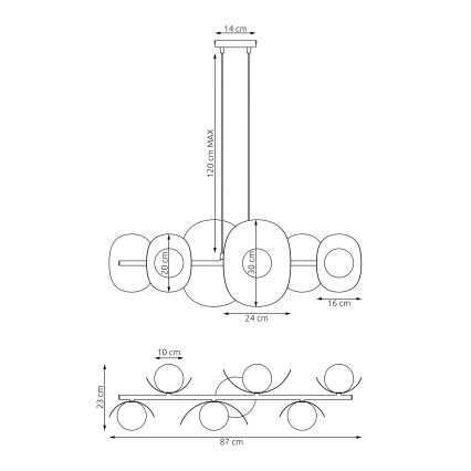 Hanglamp aan kabel ELEMENTI 6xG9/8W/230V grijs