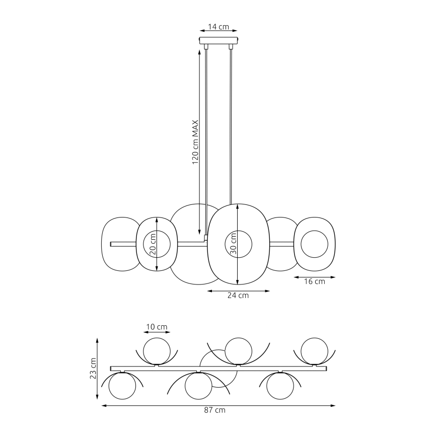 Hanglamp aan kabel ELEMENTI 6xG9/8W/230V, zwart