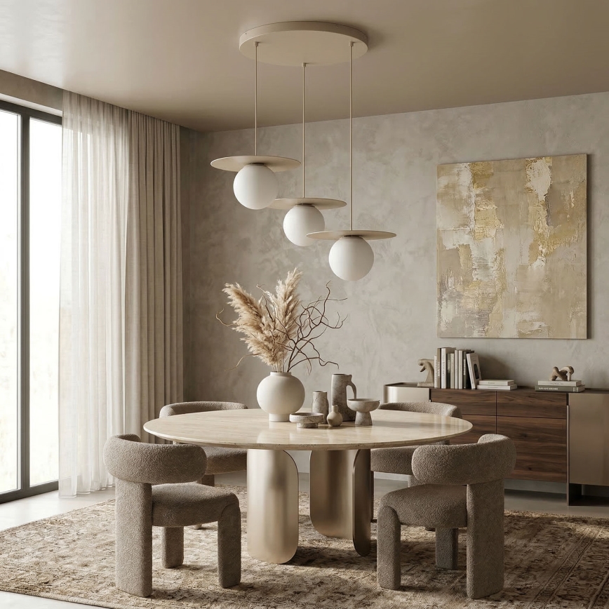 Hanglamp aan kabel FLAT 3xE27/15W/230V beige