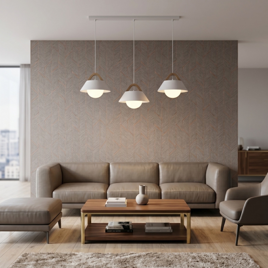 Hanglamp aan kabel FUNDA 3xE27/15W/230V crème