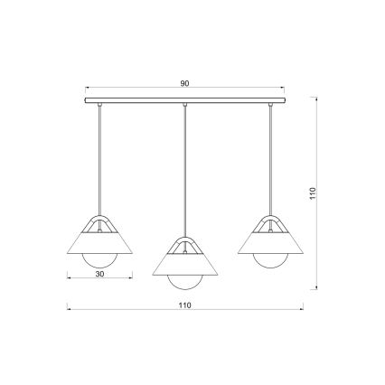 Hanglamp aan kabel FUNDA 3xE27/15W/230V crème