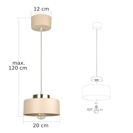 Hanglamp aan kabel IGNIA 1xE27/60W/230V beige/goud