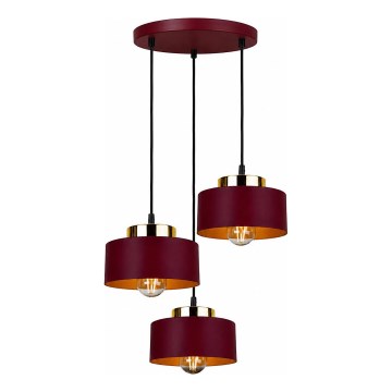Hanglamp aan kabel IGNIA 3xE27/60W/230V bordeaux/goud