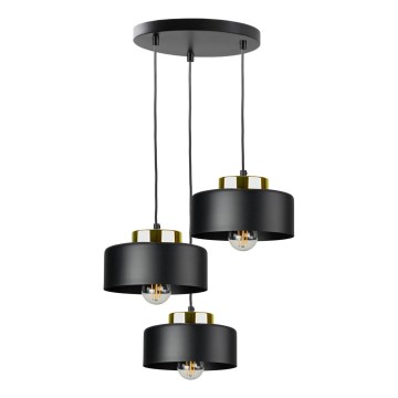 Hanglamp aan kabel IGNIA 3xE27/60W/230V zwart/goud