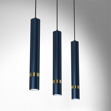 Hanglamp aan kabel JOKER 3xGU10/25W/230V blauw/goud