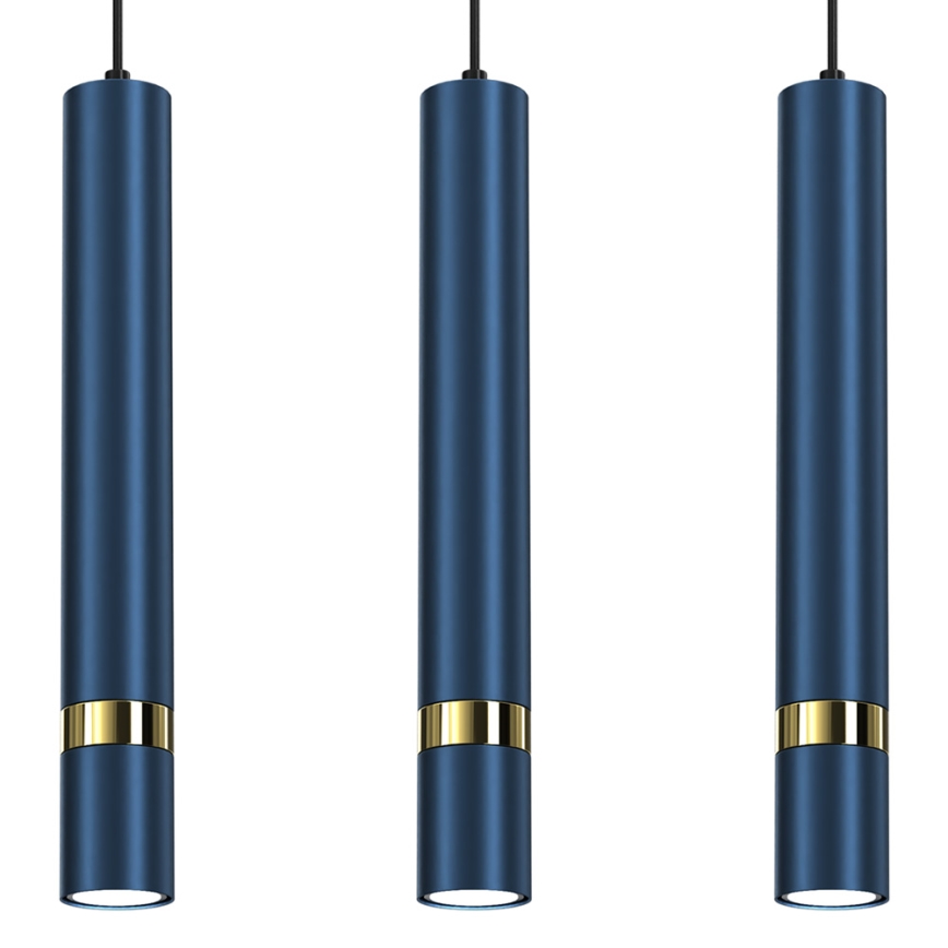 Hanglamp aan kabel JOKER 3xGU10/25W/230V blauw/goud