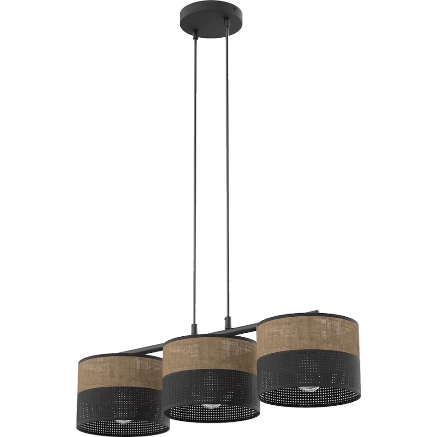 Hanglamp aan kabel KARBON 3x E27/15W/230V zwart/bruin