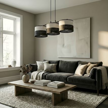 Hanglamp aan kabel KARBON 3xE27/15W/230V zwart/grijs