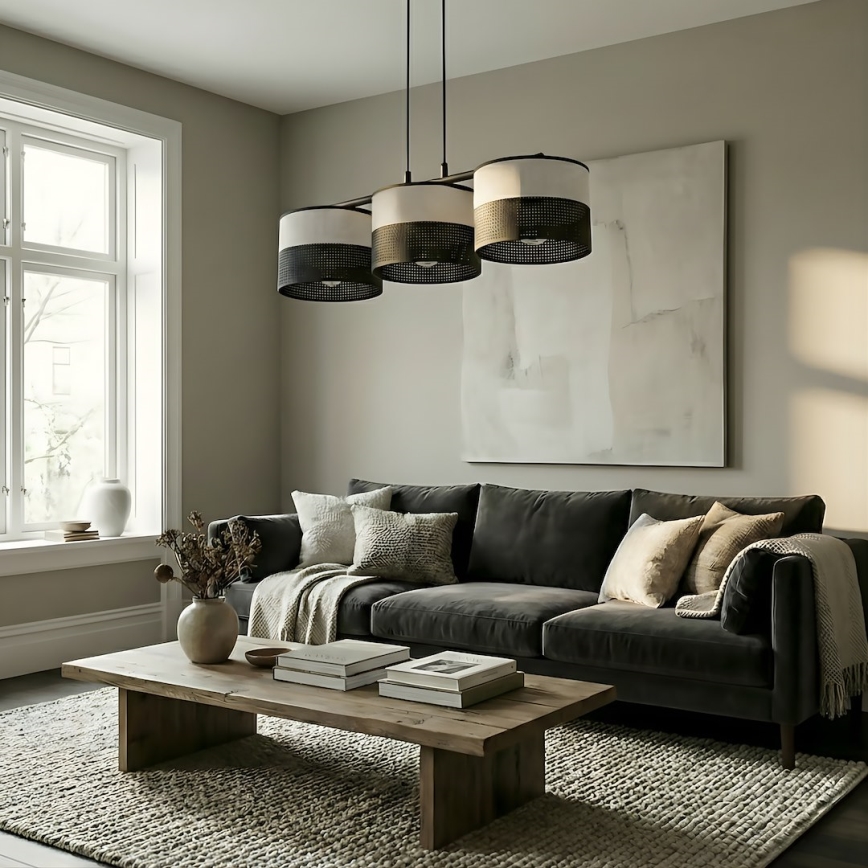 Hanglamp aan kabel KARBON 3xE27/15W/230V zwart/grijs
