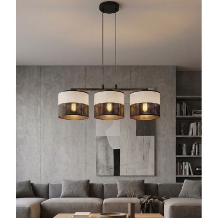 Hanglamp aan kabel KARBON 3xE27/15W/230V zwart/grijs
