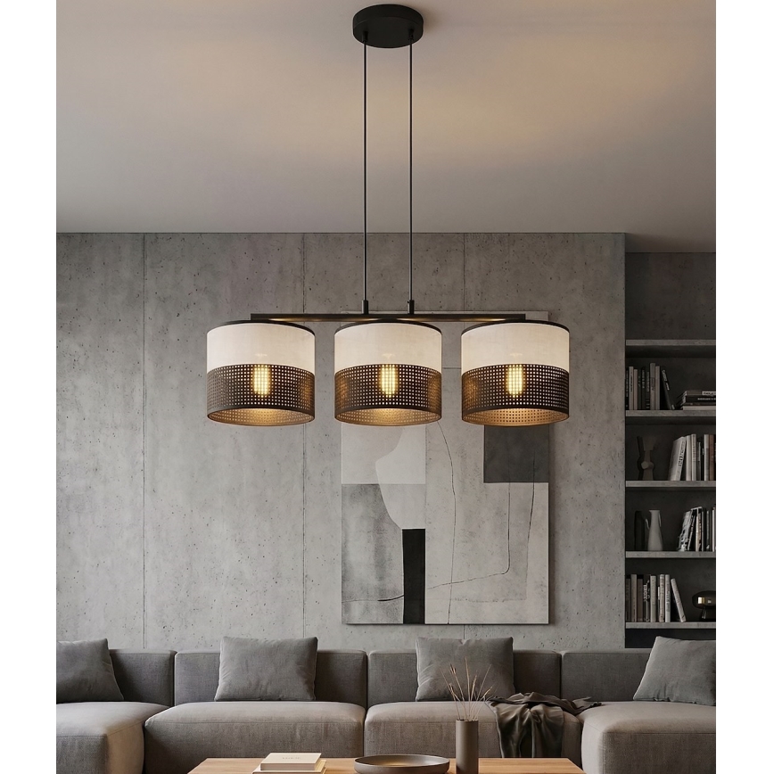 Hanglamp aan kabel KARBON 3xE27/15W/230V zwart/grijs