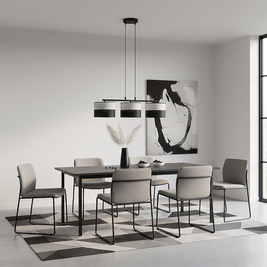 Hanglamp aan kabel KARBON 3xE27/15W/230V zwart/grijs
