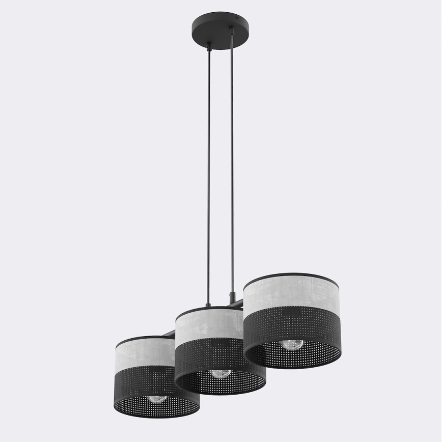 Hanglamp aan kabel KARBON 3xE27/15W/230V zwart/grijs