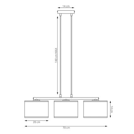 Hanglamp aan kabel KARBON 3xE27/15W/230V zwart/grijs