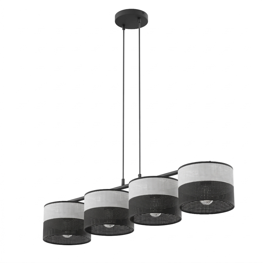 Hanglamp aan kabel KARBON 4xE27/15W/230V zwart/grijs