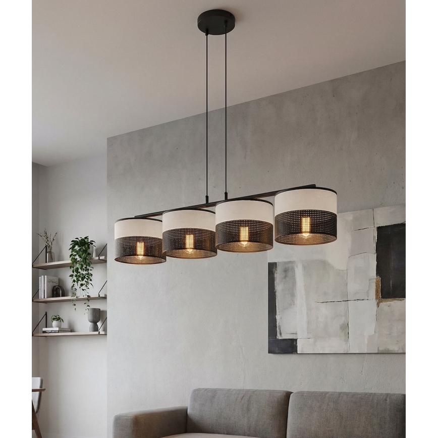 Hanglamp aan kabel KARBON 4xE27/15W/230V zwart/grijs