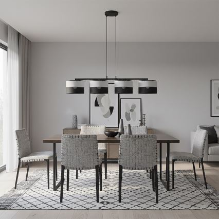Hanglamp aan kabel KARBON 4xE27/15W/230V zwart/grijs