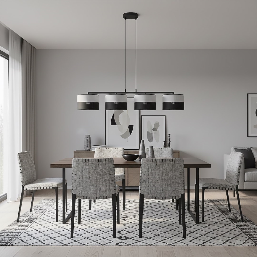 Hanglamp aan kabel KARBON 4xE27/15W/230V zwart/grijs