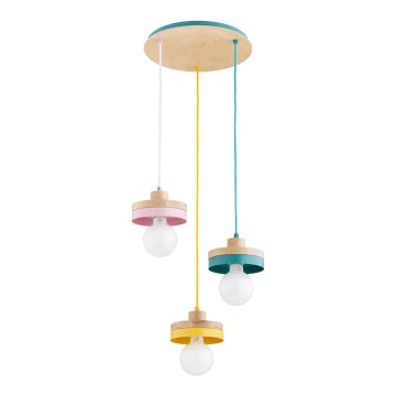 Hanglamp aan kabel LARSO 3xE27/15W/230V, meerkleurig