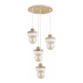 Hanglamp aan kabel LARSO 4xE27/15W/230V wit/beige