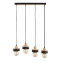 Hanglamp aan kabel LARSO 4xE27/15W/230V zwart/beige