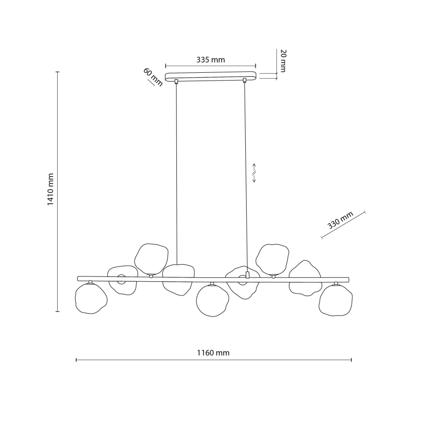 Hanglamp aan kabel LAVA 9xG9/8W/230V brons/rookbeige