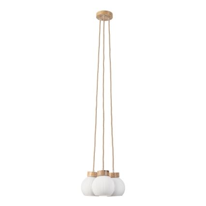 Hanglamp aan kabel LOOMIS 3xE27/15W/230V 130 cm beige/eiken