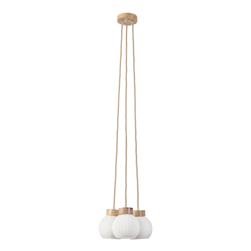 Hanglamp aan kabel LOOMIS 3xE27/15W/230V 130 cm beige/eiken