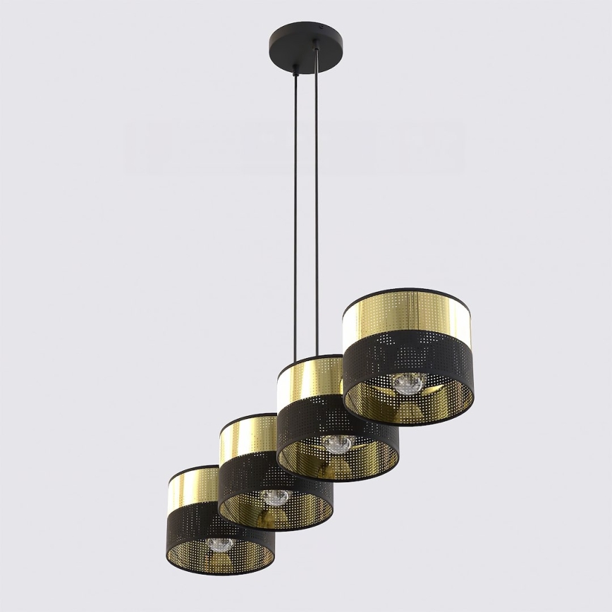 Hanglamp aan kabel LUX 4xE27/15W/230V zwart/goud