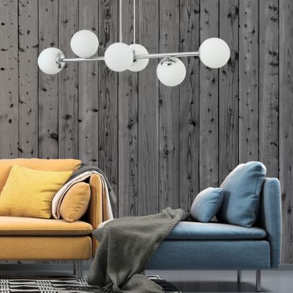 Hanglamp aan kabel MADDIE 5xE14/5W/230V glanzend chroom