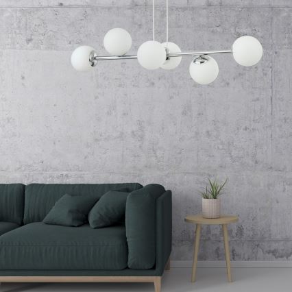 Hanglamp aan kabel MADDIE 6xE14/5W/230V glanzend chroom