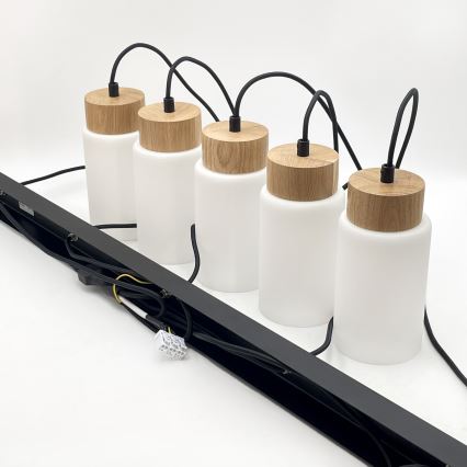 Hanglamp aan kabel MARKUS 1xE27/15W/230V zwart/eiken