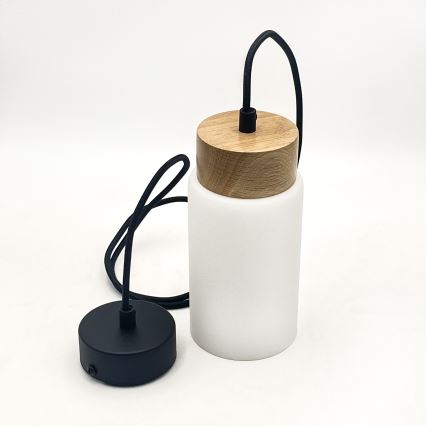 Hanglamp aan kabel MARKUS 1xE27/15W/230V zwart/eiken