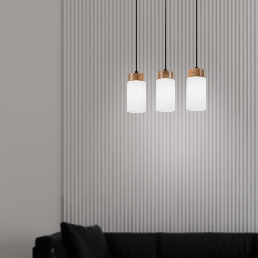 Hanglamp aan kabel MARKUS 3xE27/15W/230V zwart/eiken