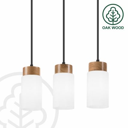 Hanglamp aan kabel MARKUS 3xE27/15W/230V zwart/eiken