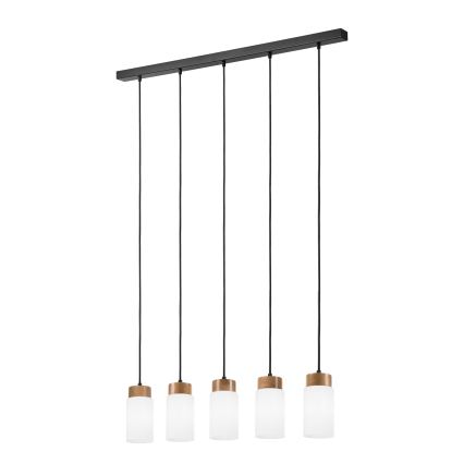 Hanglamp aan kabel MARKUS 5xE27/15W/230V zwart/eiken