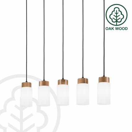 Hanglamp aan kabel MARKUS 5xE27/15W/230V zwart/eiken