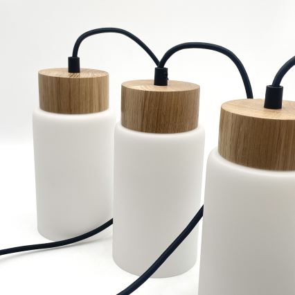 Hanglamp aan kabel MARKUS 5xE27/15W/230V zwart/eiken