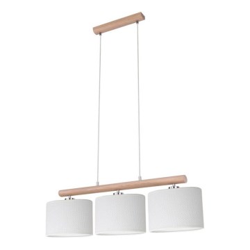 Hanglamp aan kabel MERCEDES 3xE27/40W/230V wit/eiken