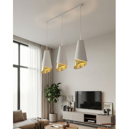 Hanglamp aan kabel MODA 3xE27/15W/230V wit/goud