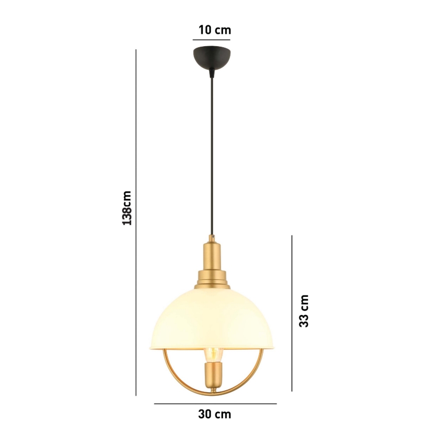 Hanglamp aan kabel MONZA 1x E27/40W/230V Ø 30 cm crème/goud