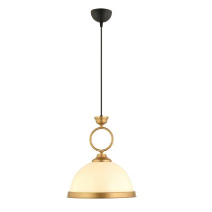 Hanglamp aan kabel MONZA 1xE27/40W/230V pr. 26 cm crème/brons